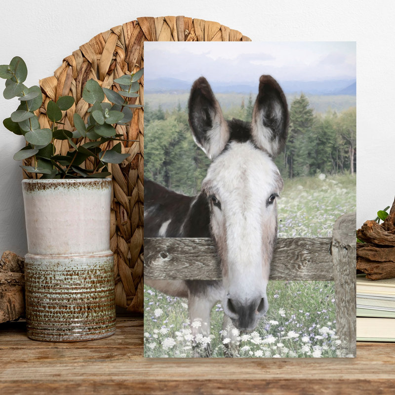 «Curious Donkey Abstract Contemporary Horse Landscape Nature», art mural, 18" H x 12" W