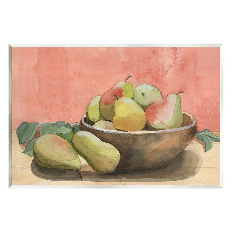 Ba-994-Wood " Watercolor Pears Still Life " by Alicia Longley Painting Print, 13" H x 19" W x 0.5" D