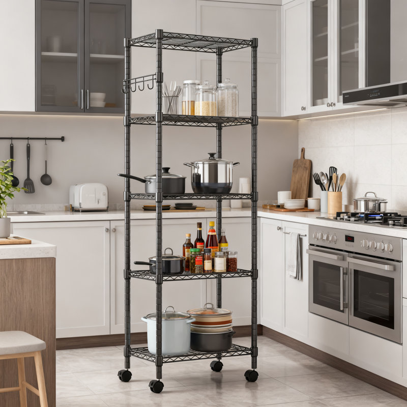 Rayonnage à hauteur réglable Lylla, Noir, H 72,05 po x l 23,23 po x P 13,78 po