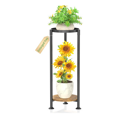 Black 2-Tier Metal Plant Stand - Heavy Duty for Large Tall Planters by Ebern Designs