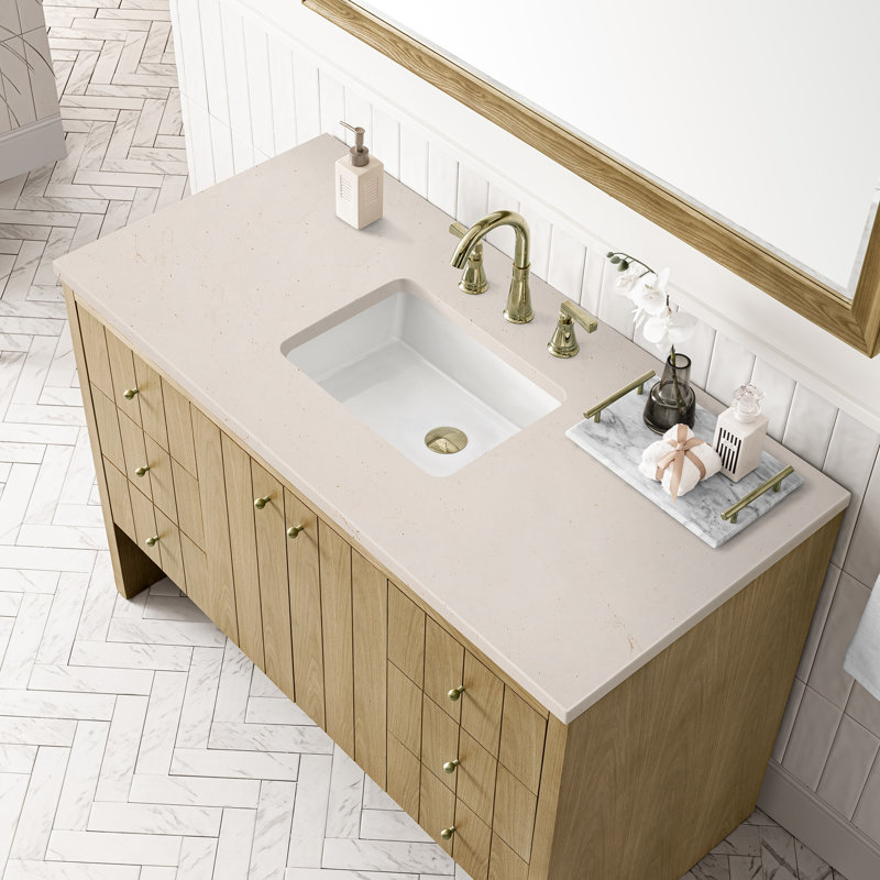 Hudson 48'' W Single Vanity, White Zeus, 8" Widespread, Light Natural Oak