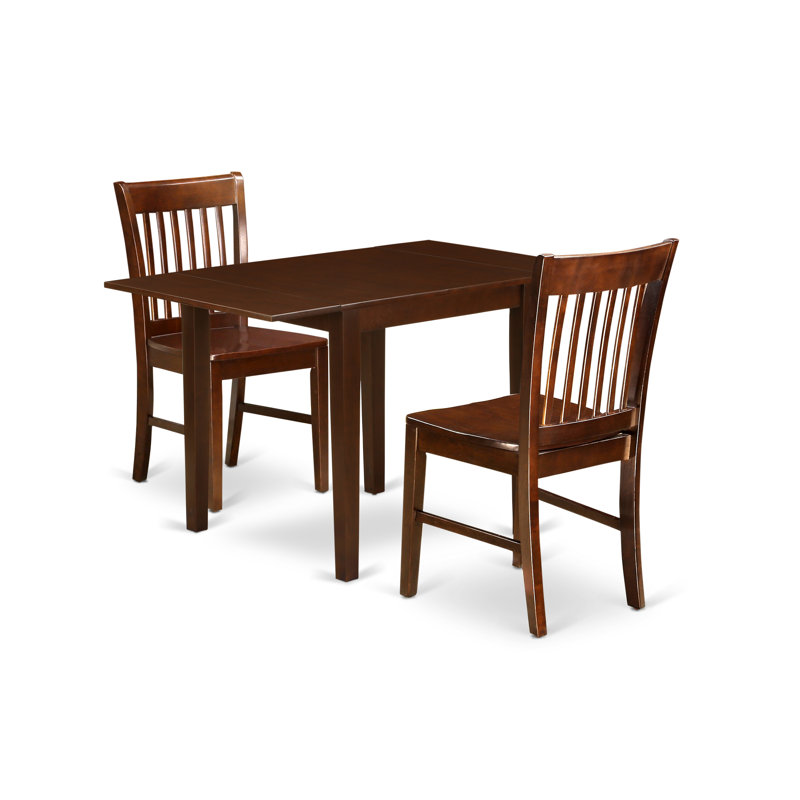 Ensemble de table de salle à manger en bois massif, Acajou, Acajou, 3 pièces: 1 table, 2 chaises