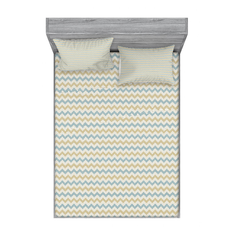 Microfiber Chevron Sheet Set, Queen Sheet Set with Fitted Sheet
