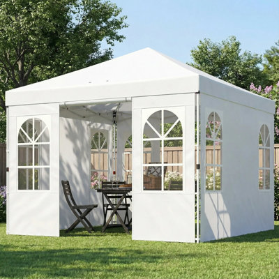 Tente à auvent escamotable avec installation à une pression, pavillon de jardin imperméable Upf50 + avec sacs de sable Cordes, trous de drainage, abri instantané portable pour les événements de fête dans la cour