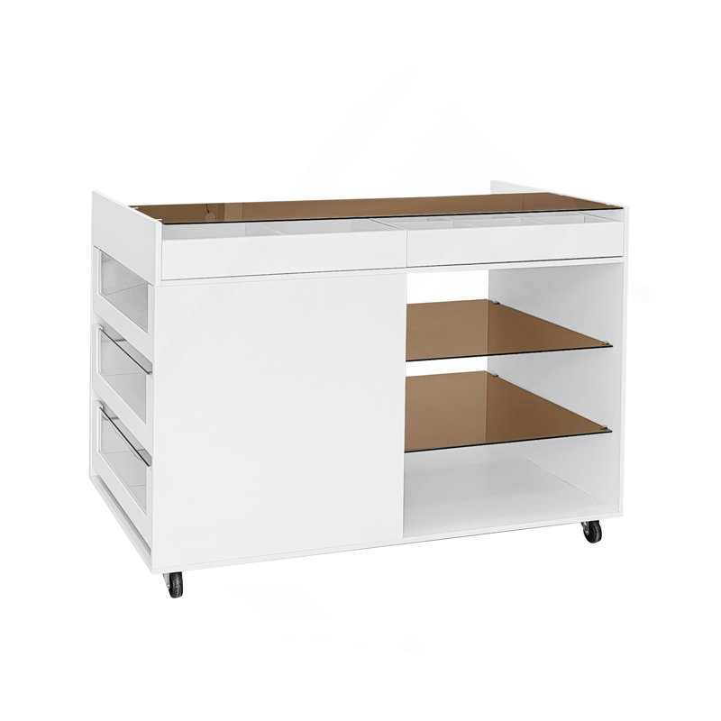 Versatile Movable Storage Cabinet Island With Multiple Compartments And Shelves