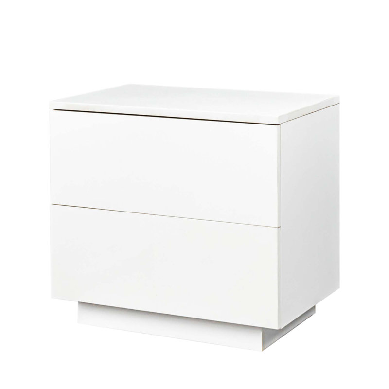 Table de chevet en bois manufacturé Cassandria, Blanc