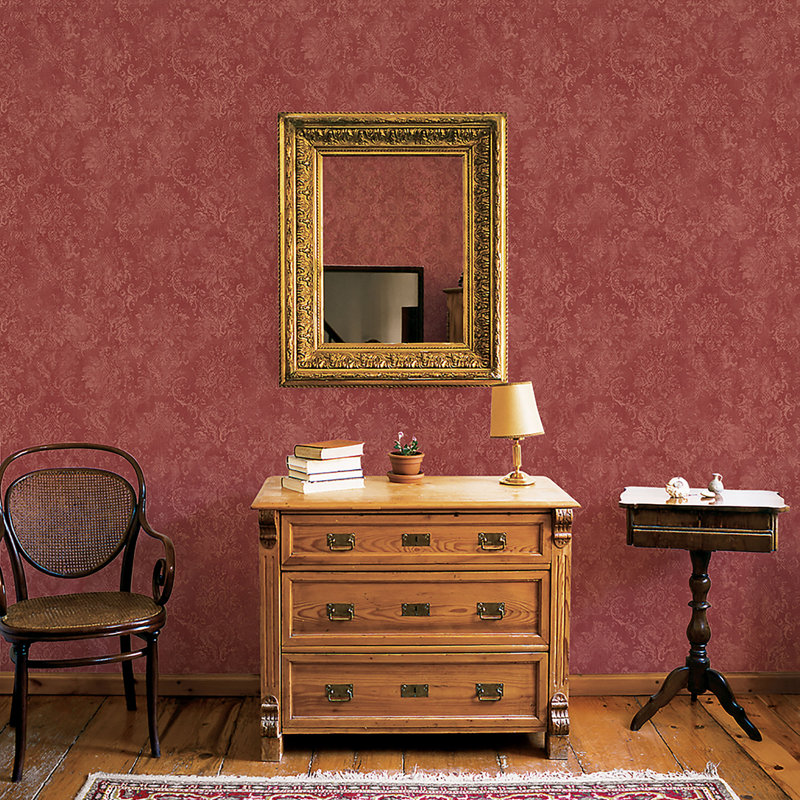 Positano 10m x 52.8cm Matte Wallpaper Roll, Burgundy/Red
