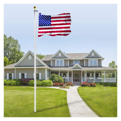 20 ft. Aluminum Flag Pole with Rust-Resistant Finish - Silver
