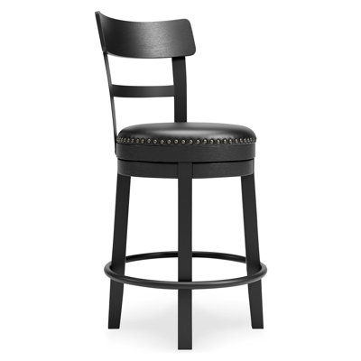 Swivel Upholstered Counter Stool with Solid Wood Frame