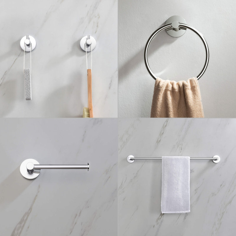 Circular 5 - Piece Bathroom Hardware Set, Chrome