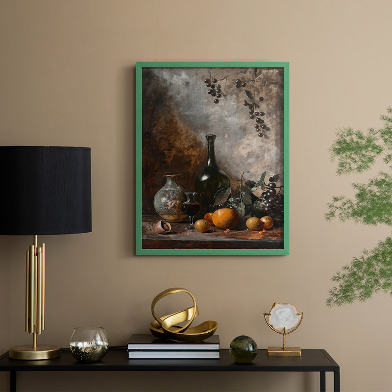 Reproduction encadrée FLORAL Series DCCXVII - bois massif, H 11 po x l 9 po, Vert