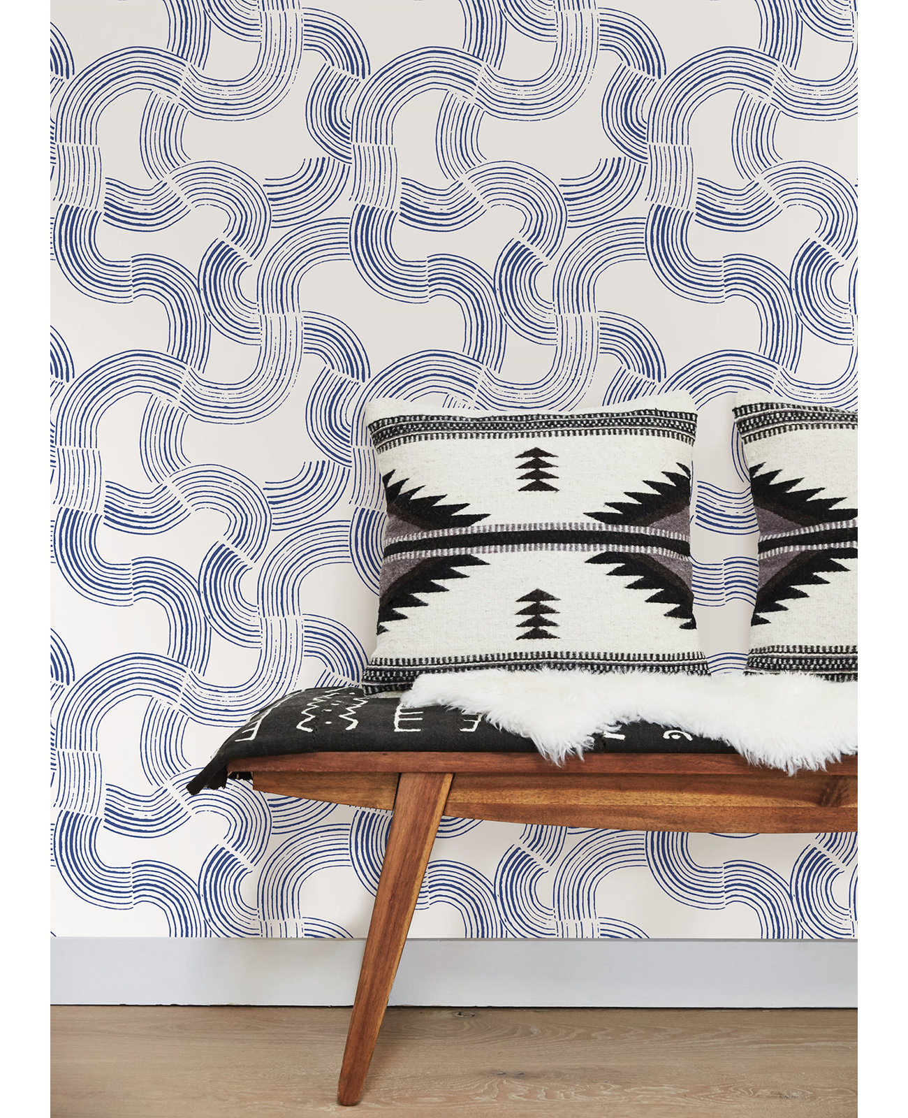Diamond Mid-Century Peel & Stick Abstract Wallpaper, Cobalt