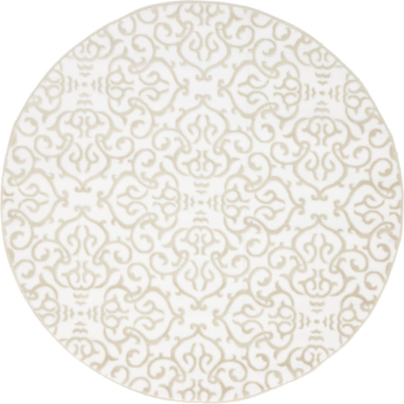 Tapis blanc / beige Anah, Rond 5 pi