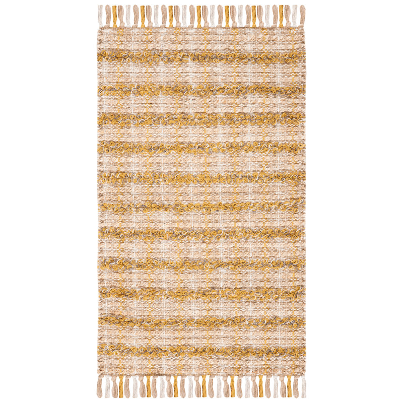 Cape Cod 871 Hand Woven Jute/Cotton Geometric Rug in Gold/Natural, Rectangle 2'3" x 3'9"