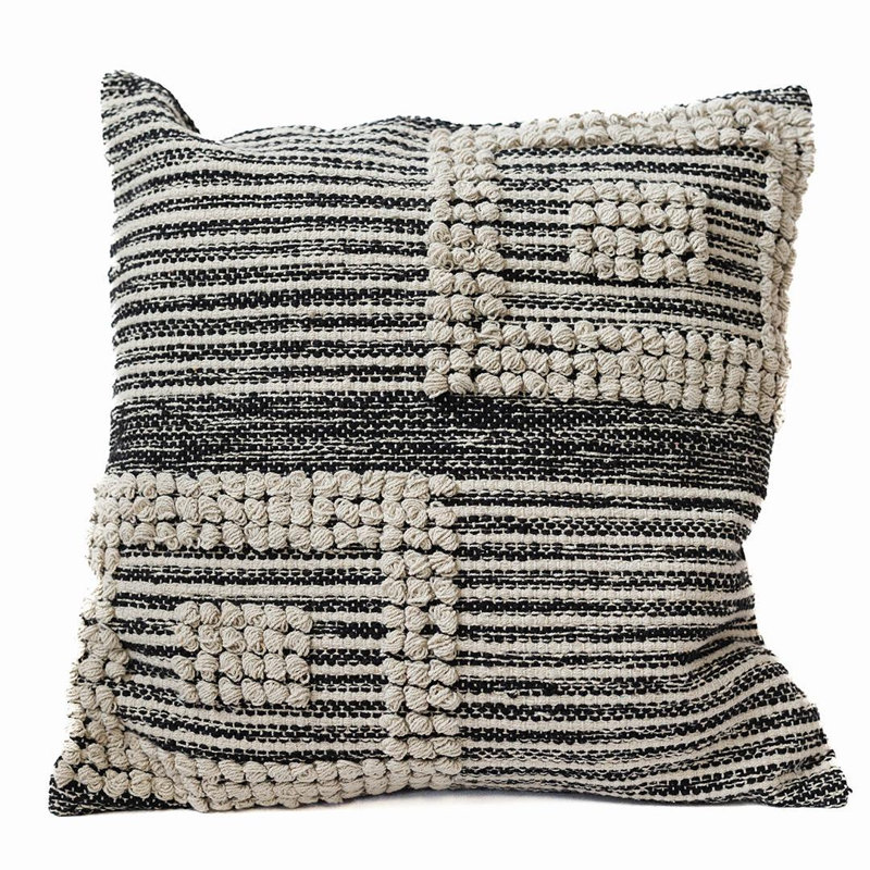 Coussin tissé, H 20 po x l 20 po, Gris, Carrée