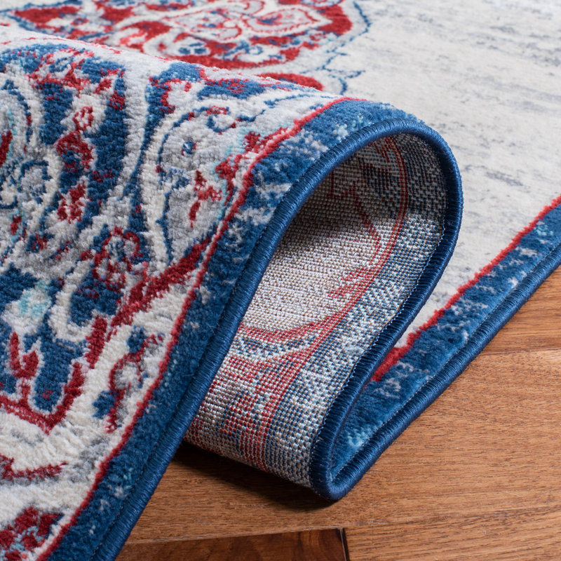 Tapis Arvillia en ivoire / rouge, Carré 6 pi 7 po