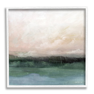 «Rocky Sea Scenic View Impressionist Sublime Cloudy Skies», estampe numérique encadrée noire, art texturé par Stellar Design Studio