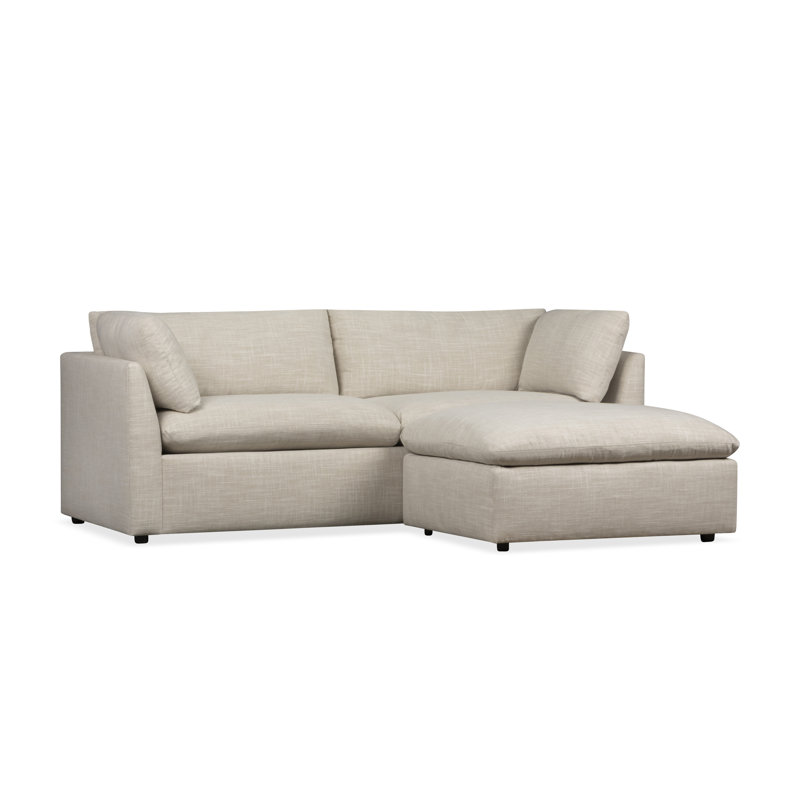 Kallie Upholstered Sofa With Ottoman, Lena Sand Performance Linen Blend