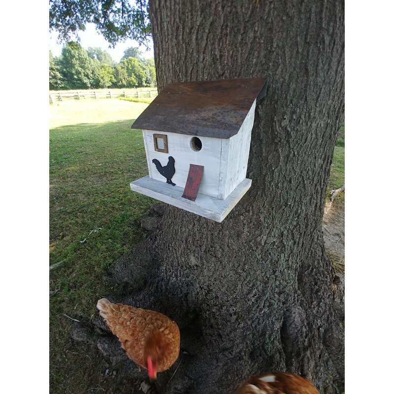 Rustic White Reclaimed Wood Chicken Coop Birdhouse