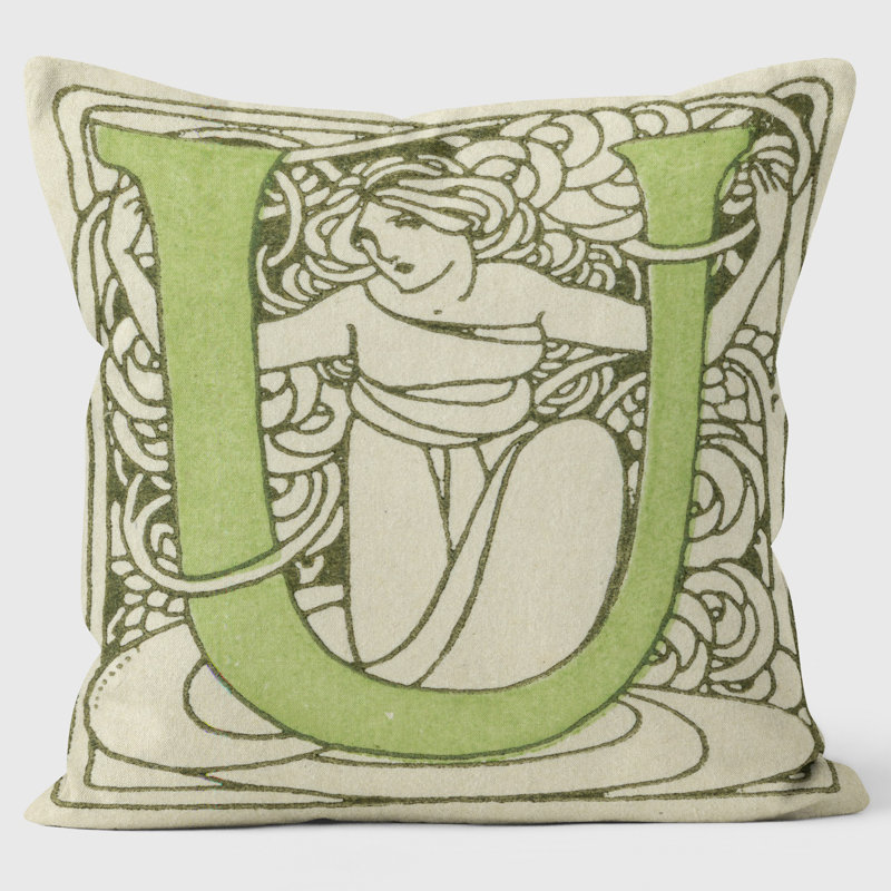 Art Nouveau Alphabet "U" Cushion