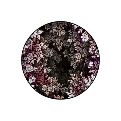 Dark Ground White Pink Flowers Patterned Woven Base Decorative Carpet
