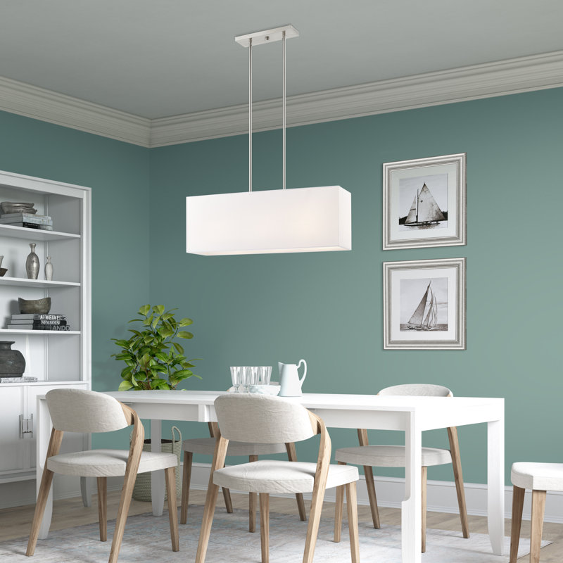 Ajanee - Light Pendant, 11.5" H x 28" W x 8" D, Brushed Nickel, Off White