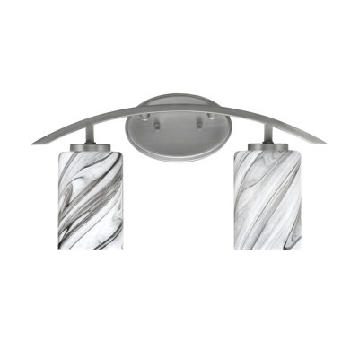 Kurve 2 Light Bath Bar With 4" Onyx Swirl Glass