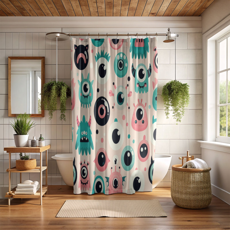 Ensemble de rideau de douche 1 pièce Spooky, H 74 po x l 71 po