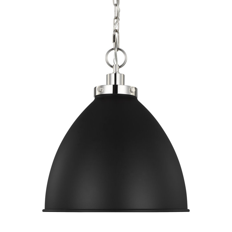 Wellfleet 1 - Light Pendant, Polished Nickel, 19.5" H x 17.5" W x 17.5" D, Midnight Black