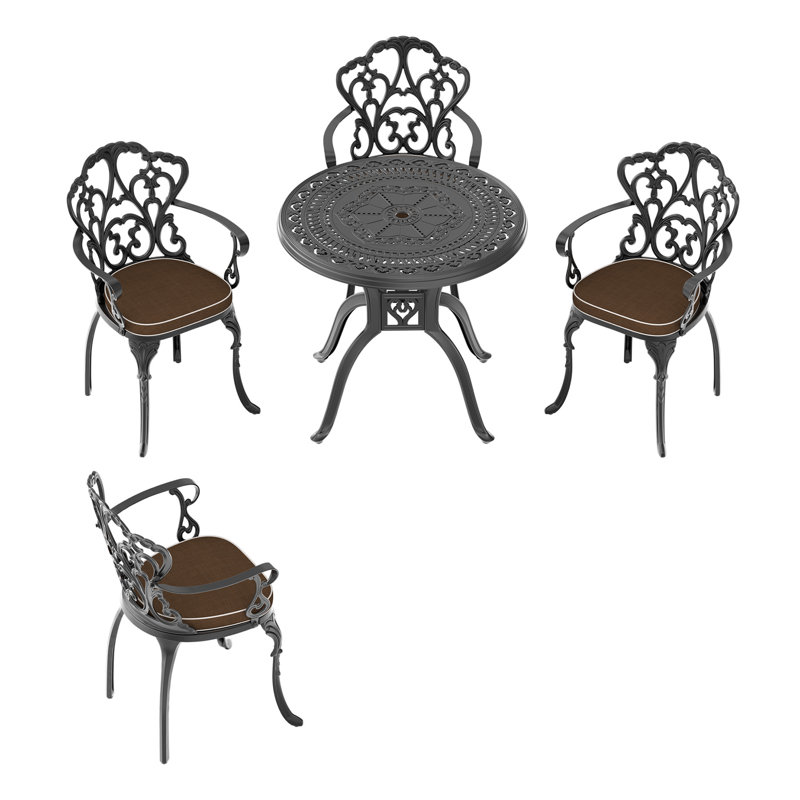 Manvil Patio Dining Set Round Table with Cushions Included