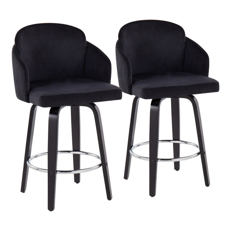 Tabouret tournant 25 "Violetta, Noir, Velours noir
