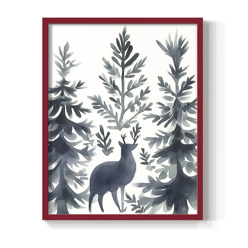 «Christmas Holiday Art», reproduction encadrée Cccxxv - bois massif, H 15 po x l 12 po, Rouge