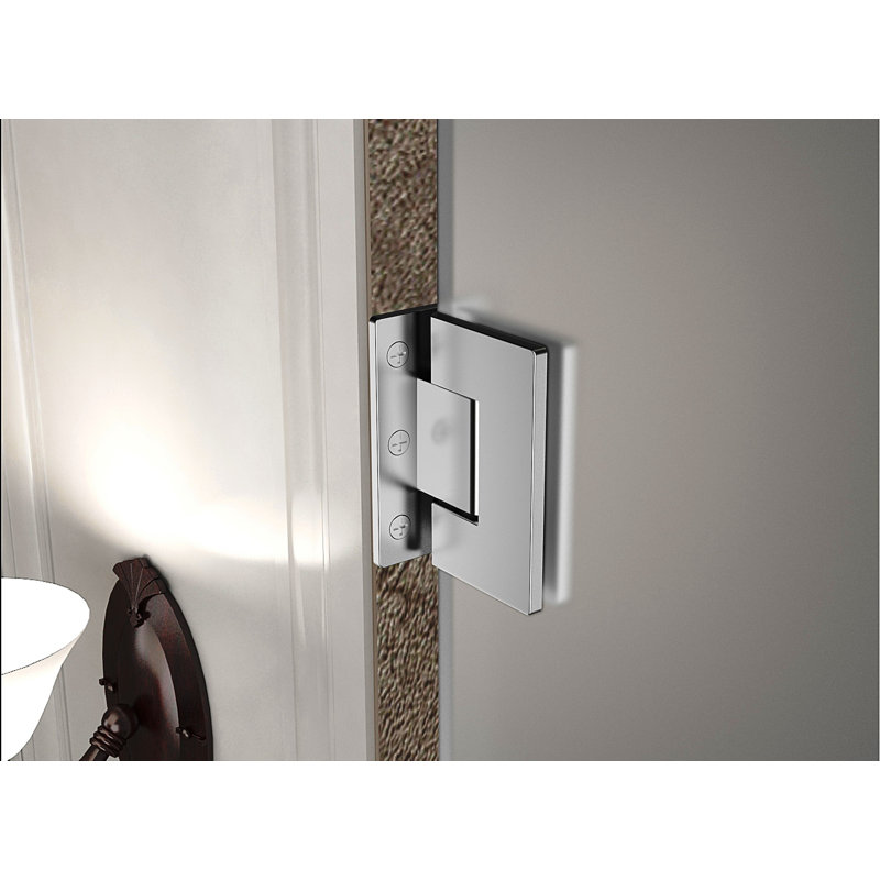 Nautis 34" x 72" Frameless Frosted Glass Hinged Shower Door in Chrome