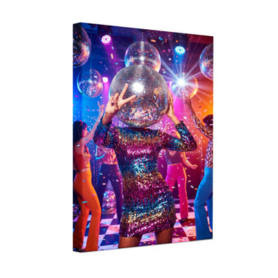 Boule disco à la mode, fête, glamour et lumières scintillantes