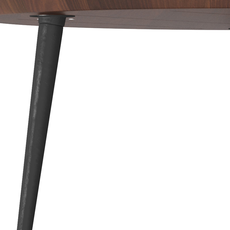 Cognac Round Tray-Top Coffee Table with Metal Legs