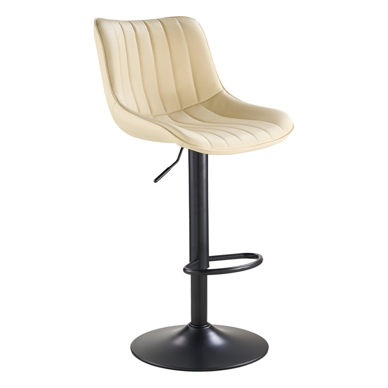 Adjustable Swivel Bar Stools, Counter Height Bar Stool with Footrest, Modern PU Leather Bar Chairs for Kitchen Island, Dining Room, Beige