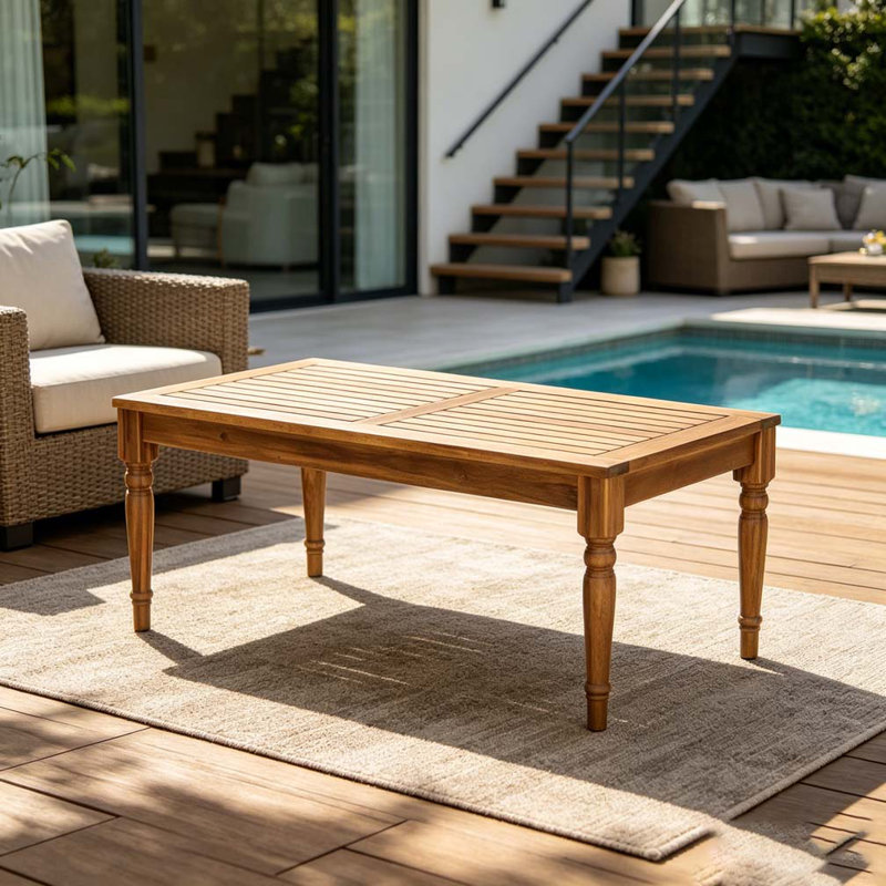 Table basse d'extérieur, finition naturelle