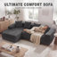 Modern Oversized 262cm Boneless Corner Sofa L-Shaped Corduroy Sofa With Storage Pockets-879638392-879638394