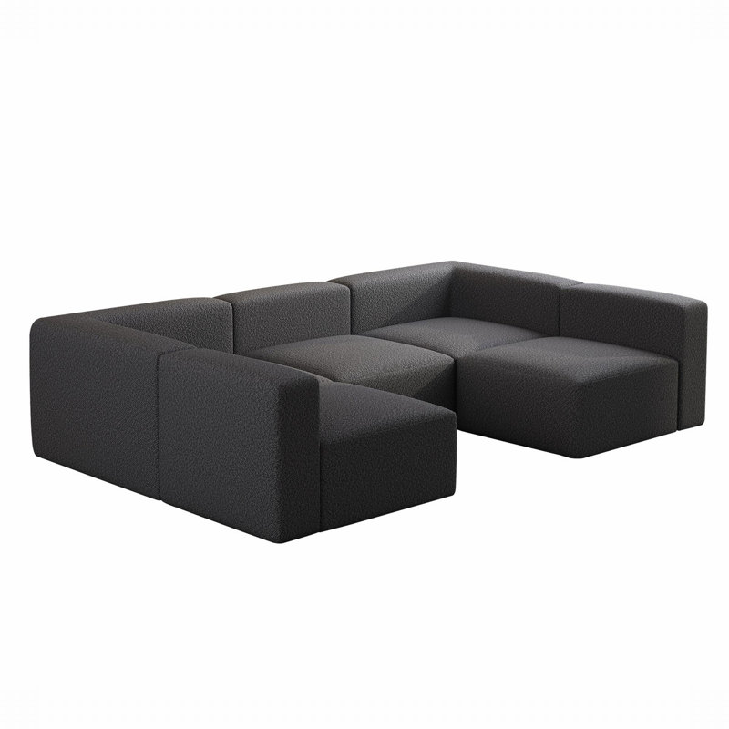 Boneless Modular Sectional Sofa Sleeper Couch, Dark Gray Boucle