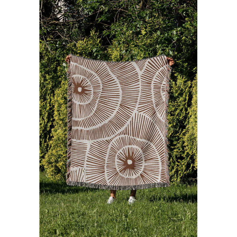 Jeté en coton Ray, Brun rouille, 60 x 60
