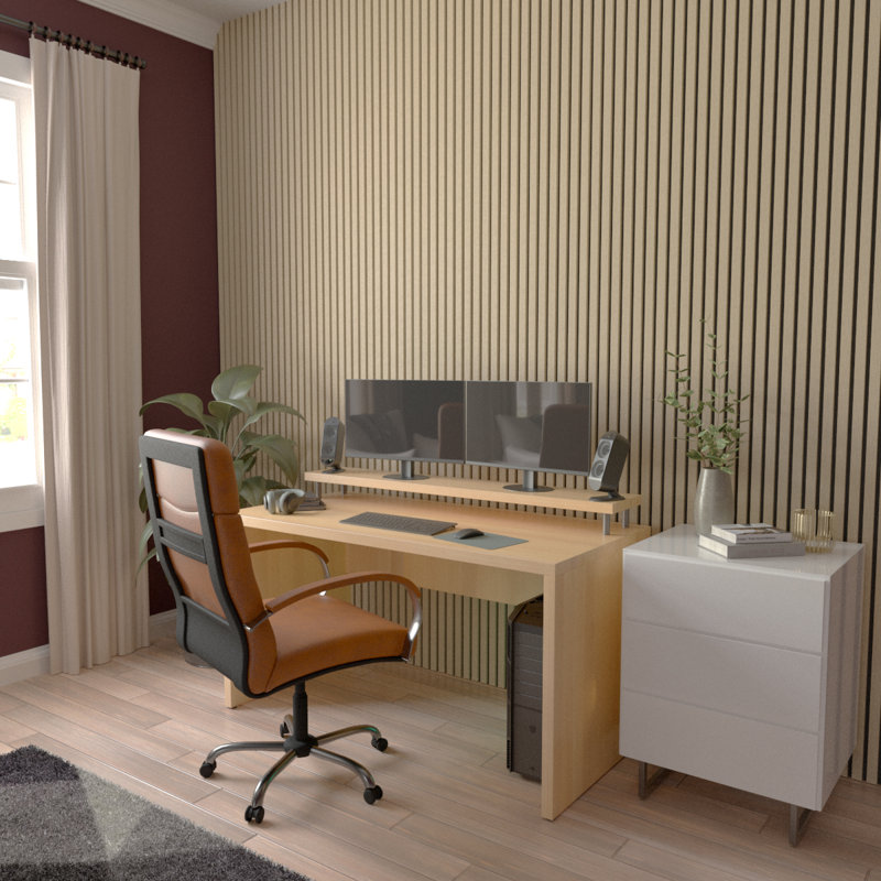 Panneau mural à lattes de taille moyenne AcoustixPro avec l 11 po x H 94 1/2 po, Traditional, Blanc délavé, 1" Slats