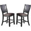 Transitional Dining Room 7pc Set Dark Coffee Rubberwood Counter Height Dining Table w 2x Shelfs and 6x High Chairs Fabric Upholstered seats Unique Back Counter Height Chairs