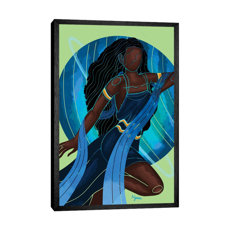 Aquarius - Painting on Canvas, 66.04cm H x 45.72cm W x 3.81cm D, Black Framed