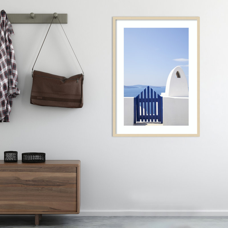 Oia Blue Fence by Golie, 41" H x 30" W, Brown