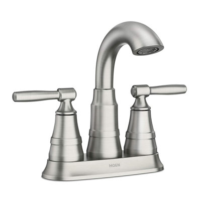 Moen Halle 4 in. Centerset 2-Handle Bathroom Faucet in Spot Resist with Spring-Loaded Drain Assembly