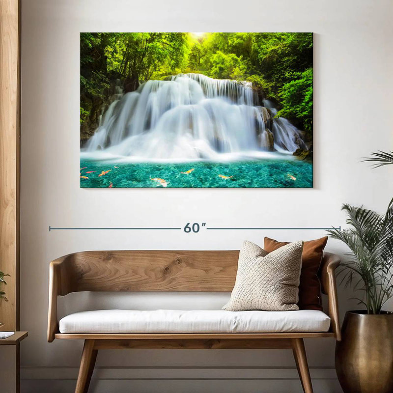 Paysage d'une cascade d'Alvord Kanchanaburi, H 32 po x l 48 po