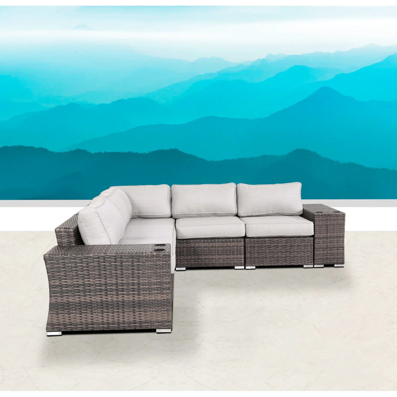 Ensemble modulaire toutes saisons avec sièges confortables pour 4 personnes, structure antirouille et coussins lavables à la machine
