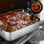  Plat à rôtir de cuisine en acier inoxydable de 14 pouces avec grille en métal poli - Ensemble de cuisson polyvalent pour la dinde, le poulet, les viandes et plus - Rôtissoire de qualité supérieure et robuste pour four avec poignées intégrées