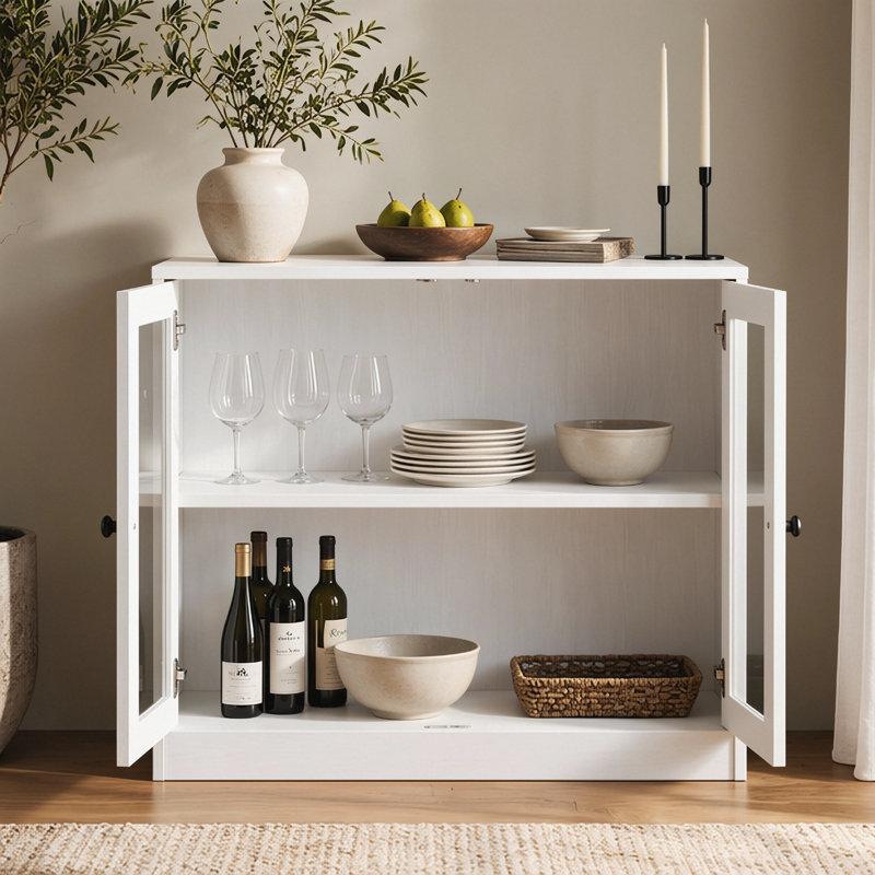 Marta 32"H 2-Door Accent Cabinet, White