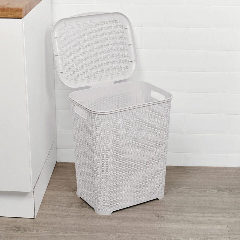 Plastic Laundry Basket, White